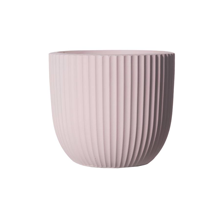 Supergreens Γλάστρα Πήλινη Στρογγυλή Stripe Ροζ M 34x34x31 εκ.