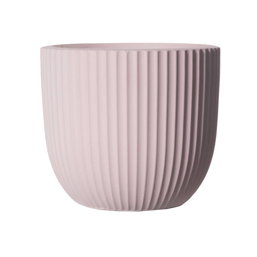 Supergreens Γλάστρα Πήλινη Στρογγυλή Stripe Ροζ L 41x41x37 εκ.