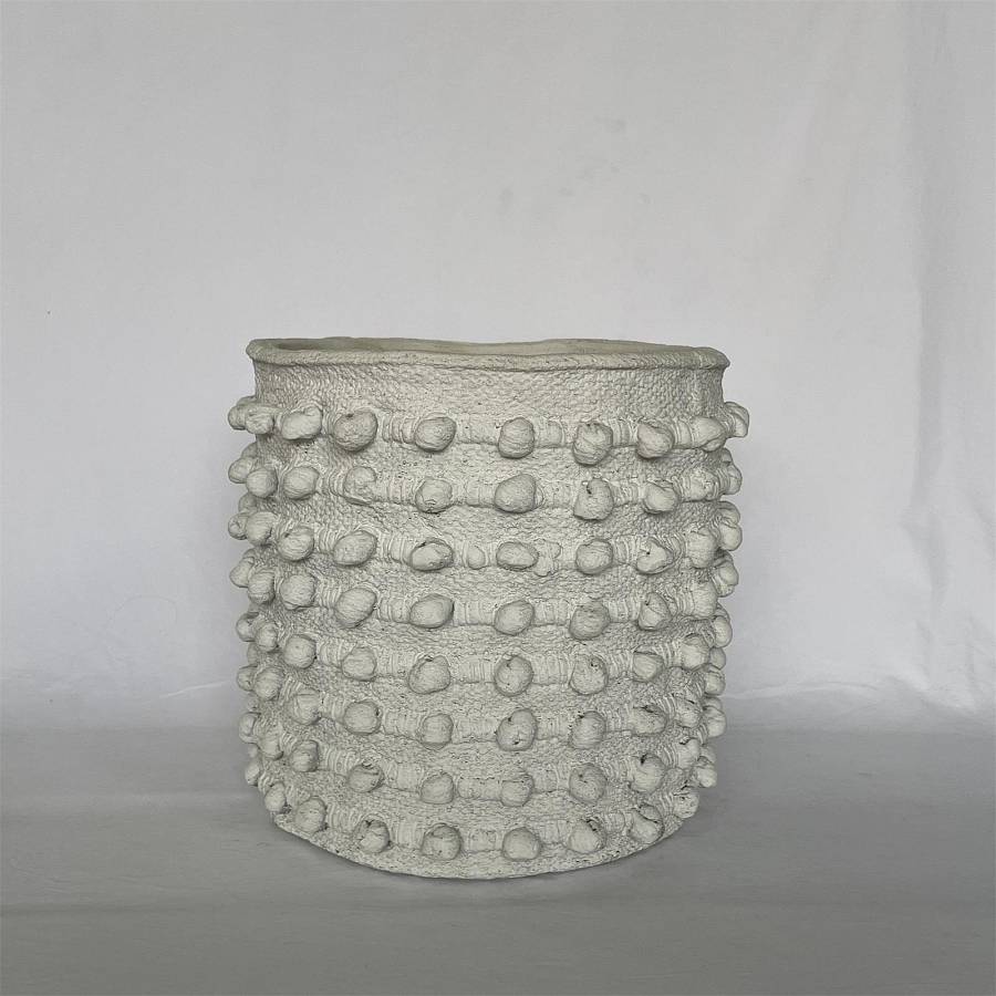 Supergreens Γλάστρα Τσιμεντένια Στρογγυλή Relieva Μπέζ 35x34.5x32.5 εκ.