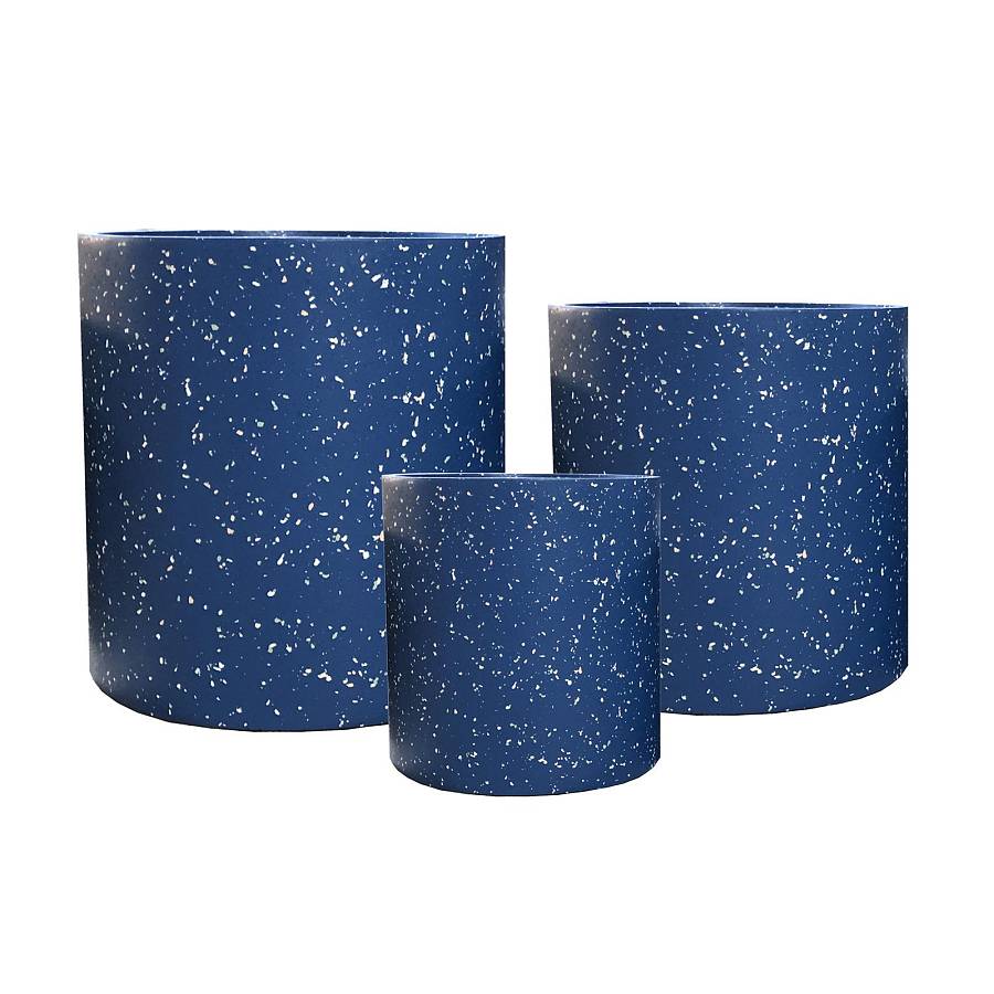 Supergreens Γλάστρα Πήλινη Κύλινδρος Celestia Μπλέ Terrazzo M 33x33x29 εκ.