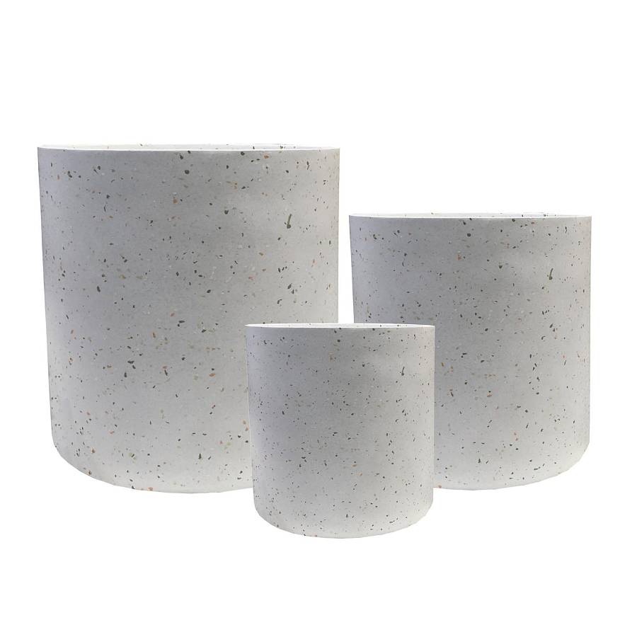 Supergreens Γλάστρα Πήλινη Κύλινδρος Celestia Λευκό Terrazzo S 26x26x25 εκ.