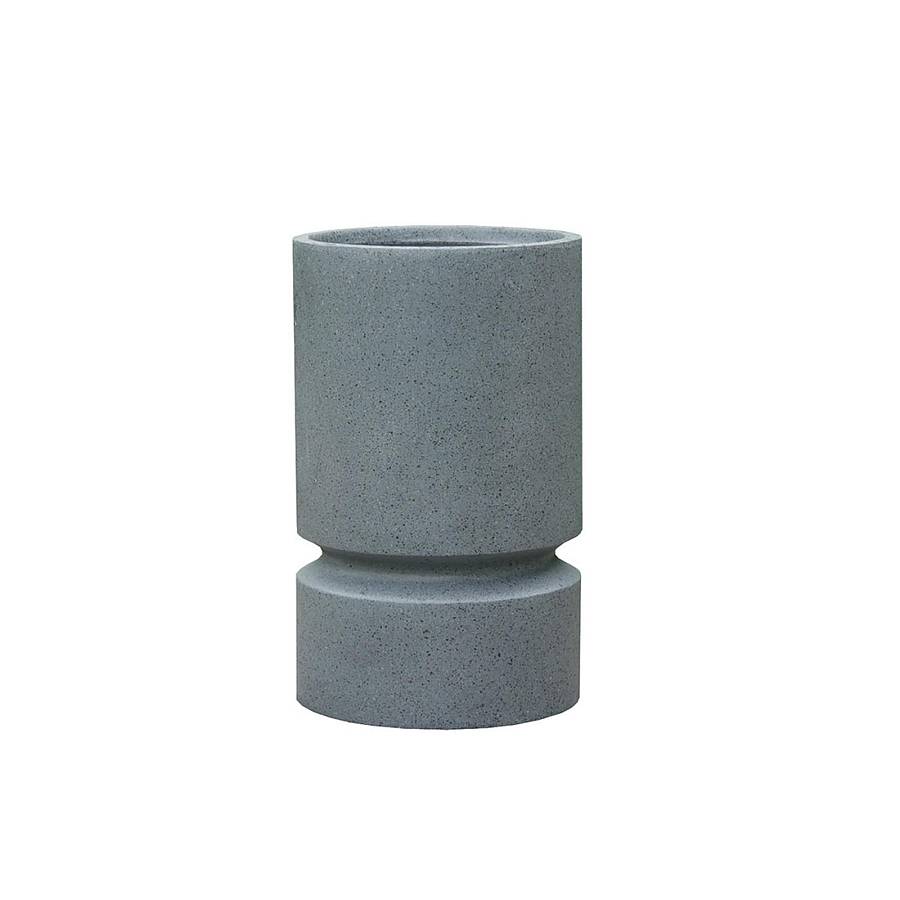 Supergreens Γλάστρα Πήλινη Κύλινδρος Lugio Γκρι Terrazzo με Βάση M 30x30x47 εκ.