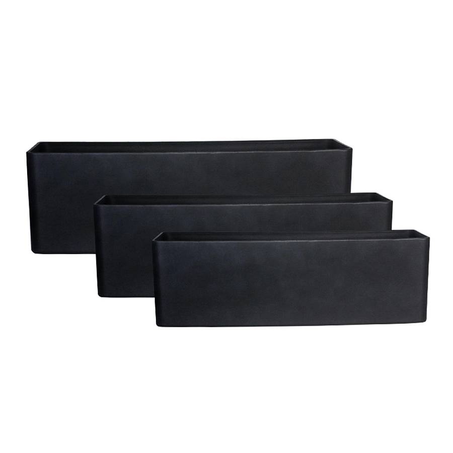 Supergreens Γλάστρα Ρητίνης Ορθογώνια Linear Block Μαύρη M 69x22x22 εκ.