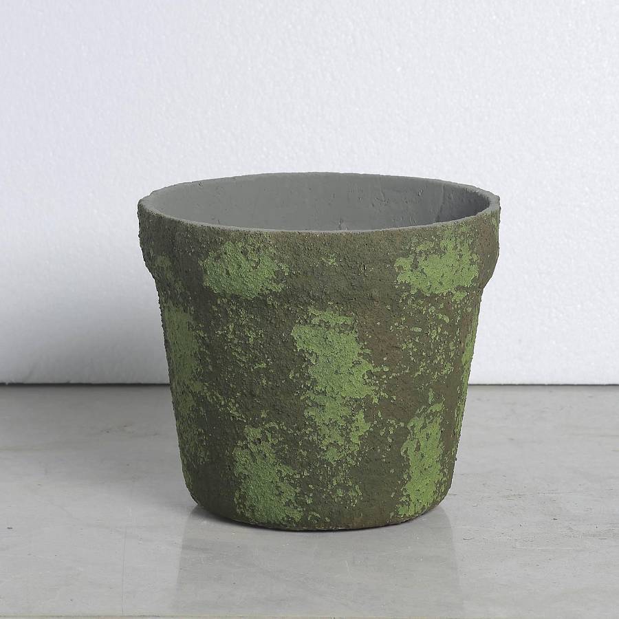 Supergreens Γλάστρα Τσιμεντένια Στρογγυλή Mossy Πράσινη 26x26x23.5 εκ.