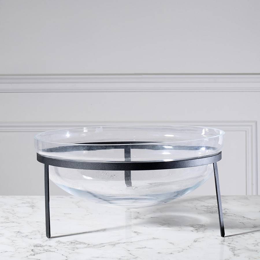 Supergreens Βάζο Γυάλινο Διάφανο με Μαύρη Βάση 39x39x15 εκ.