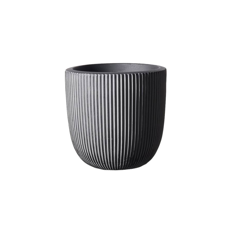 Supergreens Γλάστρα Πήλινη Στρογγυλή Stripe Γκρι L 37x37x33 εκ.